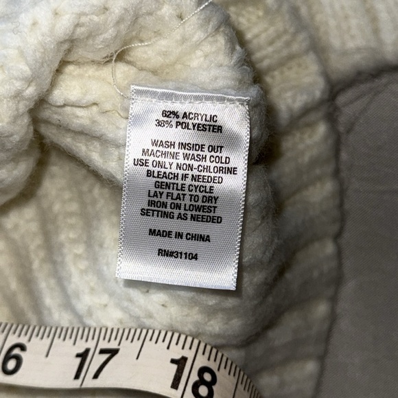 Wonderly Chunky Shawl Collar Cardigan White Cable Knit Sleeve Sweater Sz S - Picture 11 of 12